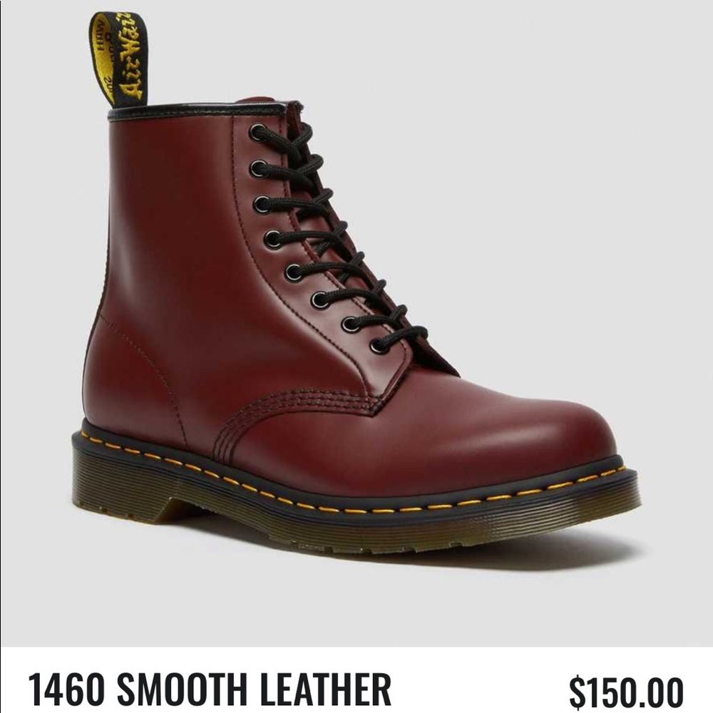 Cherry Red 1460 SMOOTH LEATHER LACE UP BOOTS